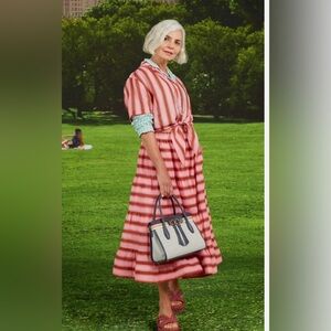 Kate Spade Striped Coral and pink Midi Dress